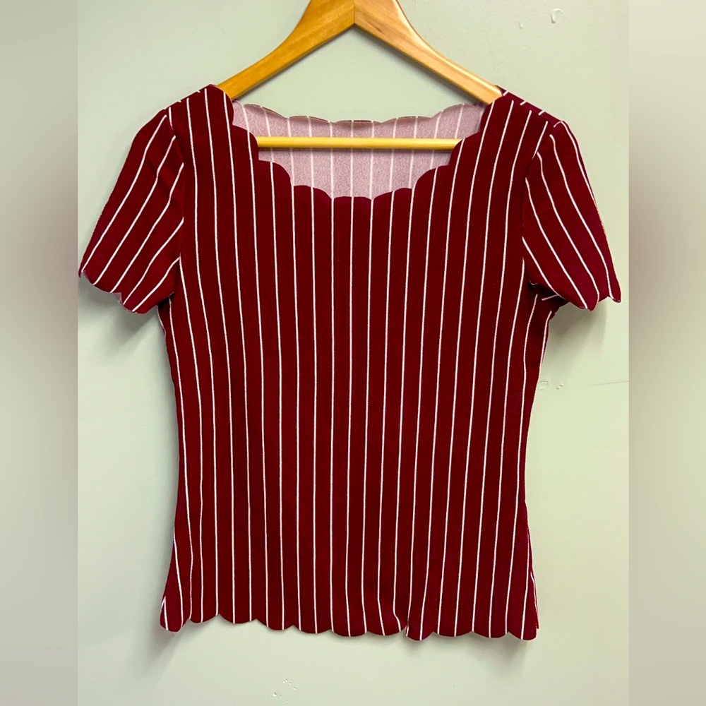 Striped Burgundy Women's Top